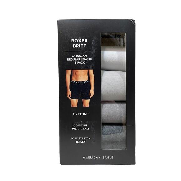 American Eagle 6" Boxer Brief 5-Pack Men’s Size Small AEO Underwear Soft Stretch - Picture 1 of 3